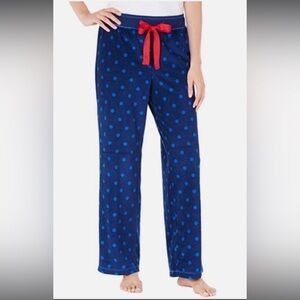 Nautica Women's Thermal Velour Lounge Pajama Pant Blue on Blue Polka Dots Sz XL